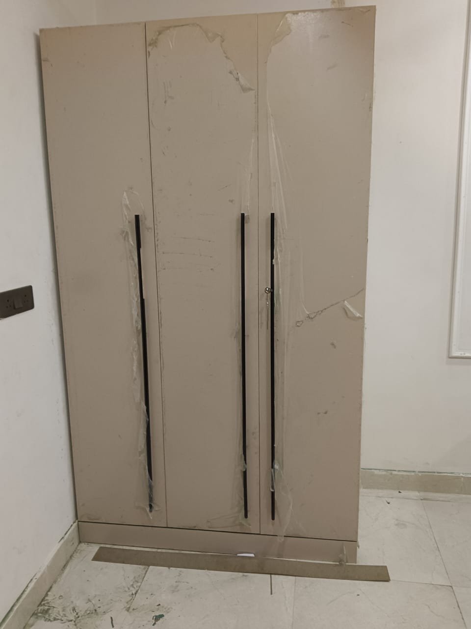 3Door Beige Laminate Wardrobe