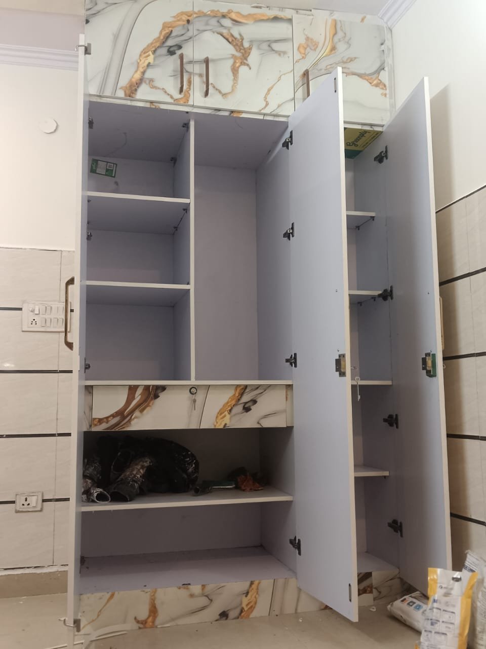 Marble Acrylic Loft Wardrobe Open